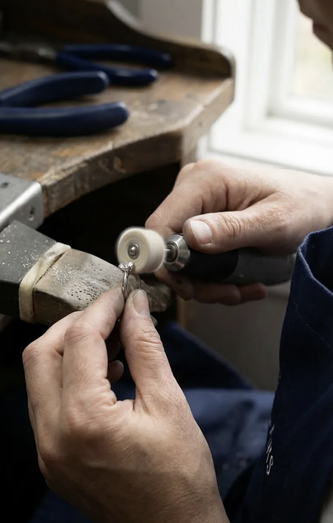 職人による磨き上げ作業